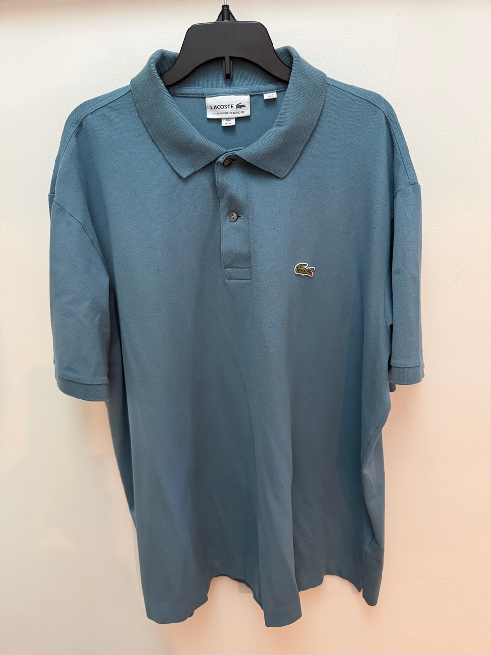 Lacoste Men's Polo Shirt — Dusty Blue with Green Crocodile